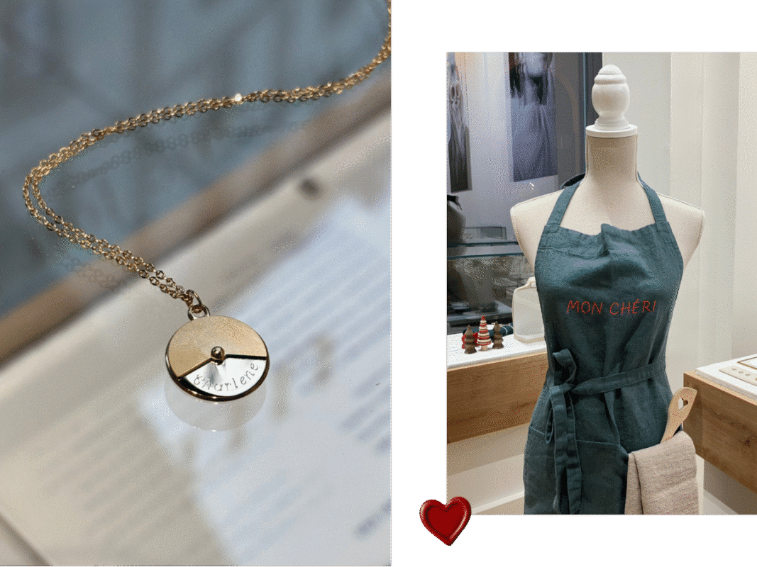 Gravure collier MOBILE et broderie tablier Forêt